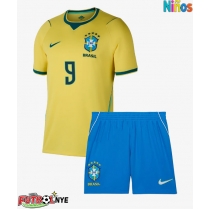 Camiseta Brasil Matheus Cunha #9 Primera Equipación para niños Mundial 2026 manga corta (+ pantalones cortos)